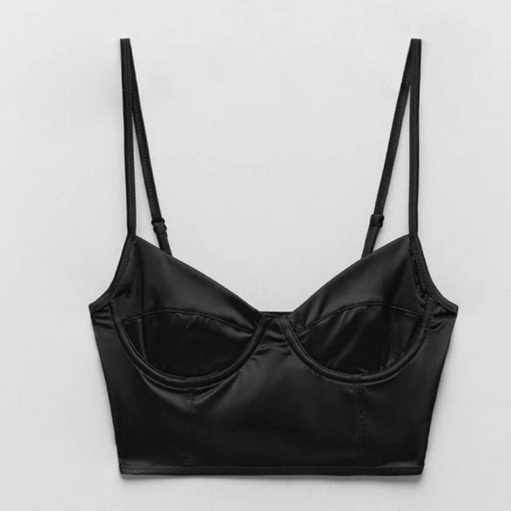 Black silk corset top